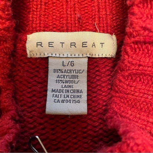 Retreat Dark Red Knit Sweater Zip up-Snowflake Design - Wool Blend - Size Large - Picture 10 of 11